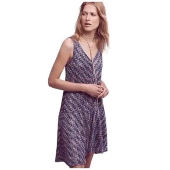 Maeve Anthropologie Multicolored Chevron Swing Dropp Waist‎ Knit Dress XS NWT - Picture 1 of 6